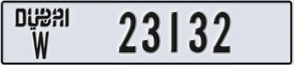UAE License Plate Dubai W 23132