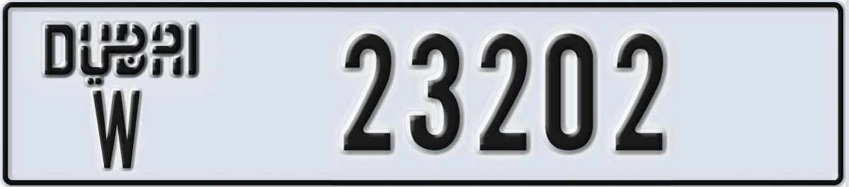 UAE License Plate Dubai W 23202
