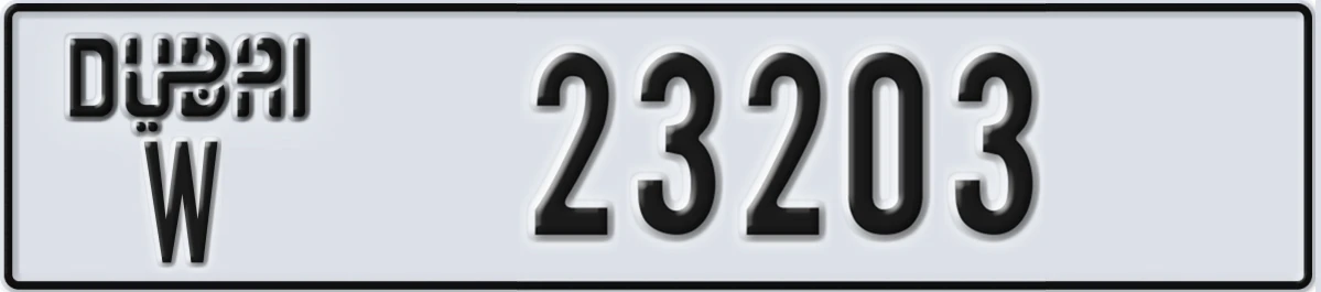 UAE License Plate Dubai W 23203