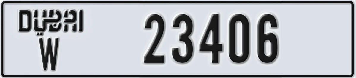 UAE License Plate Dubai W 23406