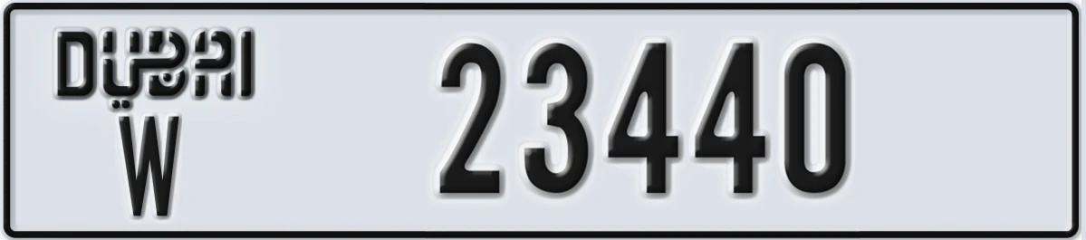 UAE License Plate Dubai W 23440