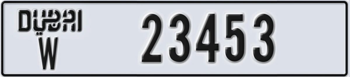 UAE License Plate Dubai W 23453