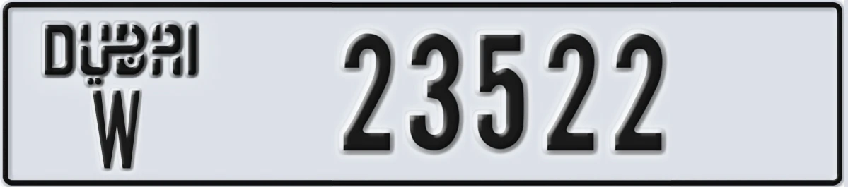 UAE License Plate Dubai W 23522