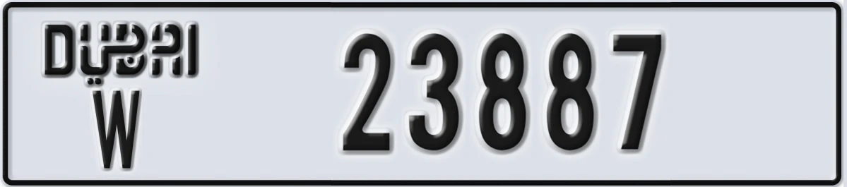 UAE License Plate Dubai W 23887