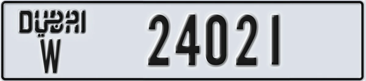 UAE License Plate Dubai W 24021