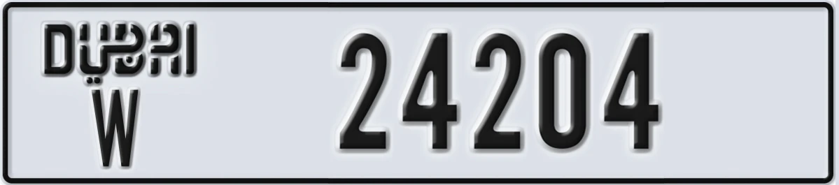 UAE License Plate Dubai W 24204