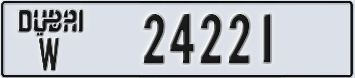 UAE License Plate Dubai W 24221