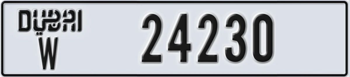 UAE License Plate Dubai W 24230