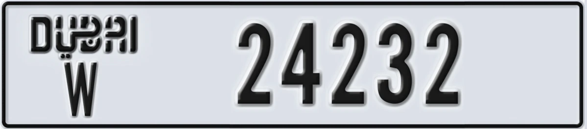 UAE License Plate Dubai W 24232
