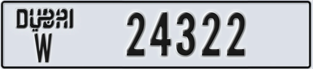 UAE License Plate Dubai W 24322