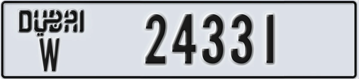 UAE License Plate Dubai W 24331