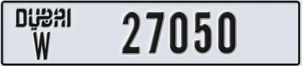 UAE License Plate Dubai W 27050