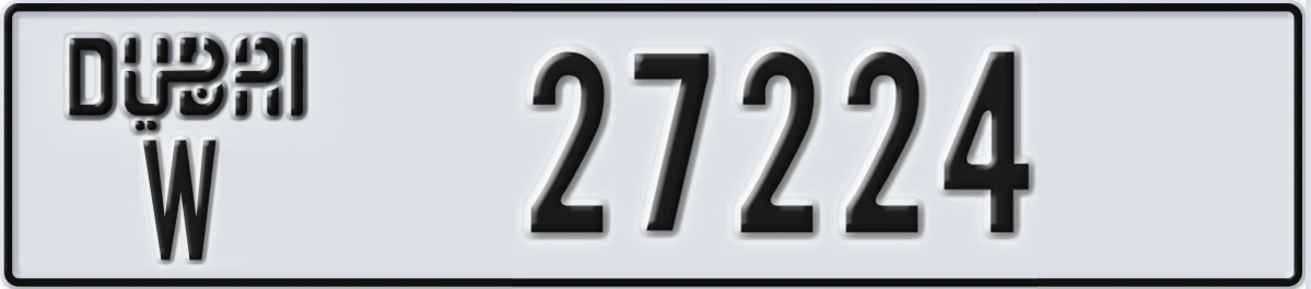 UAE License Plate Dubai W 27224