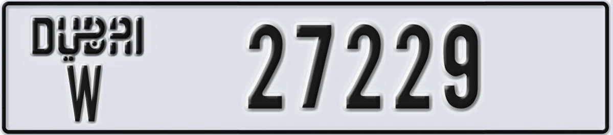 UAE License Plate Dubai W 27229