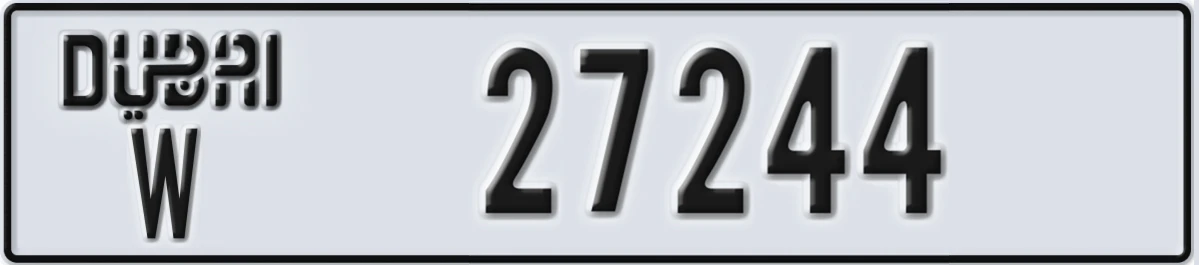 UAE License Plate Dubai W 27244