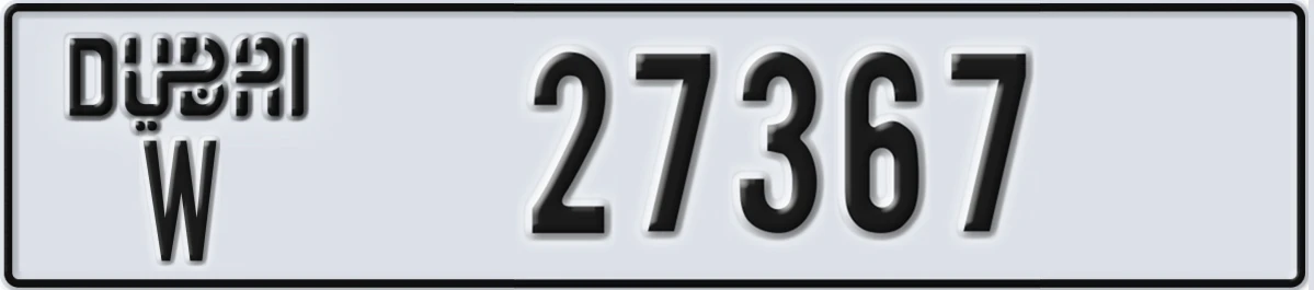 UAE License Plate Dubai W 27367
