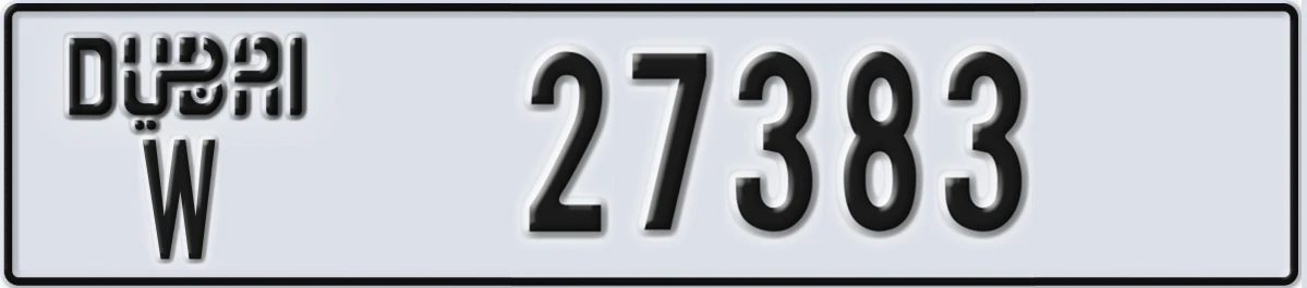 UAE License Plate Dubai W 27383