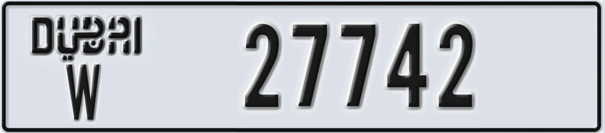 UAE License Plate Dubai W 27742