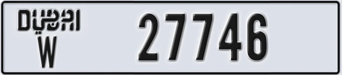 UAE License Plate Dubai W 27746