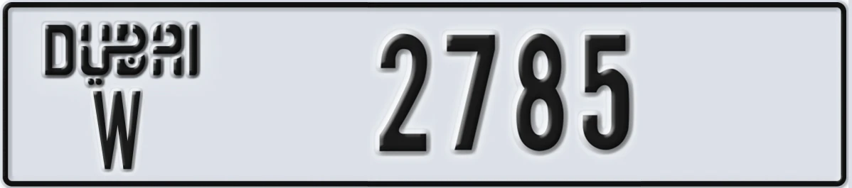 UAE License Plate Dubai W 2785