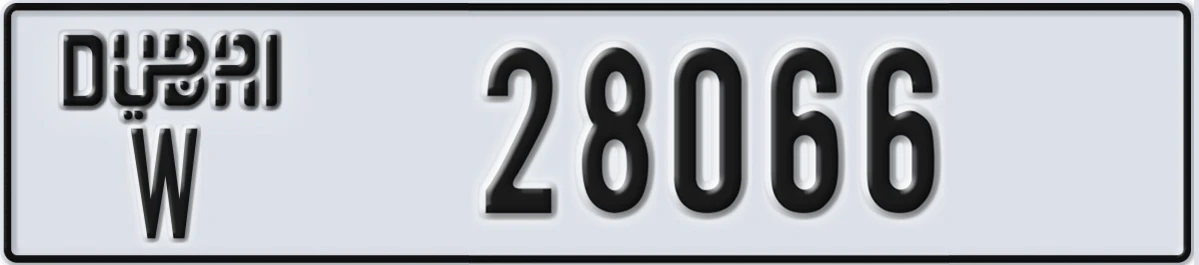UAE License Plate Dubai W 28066