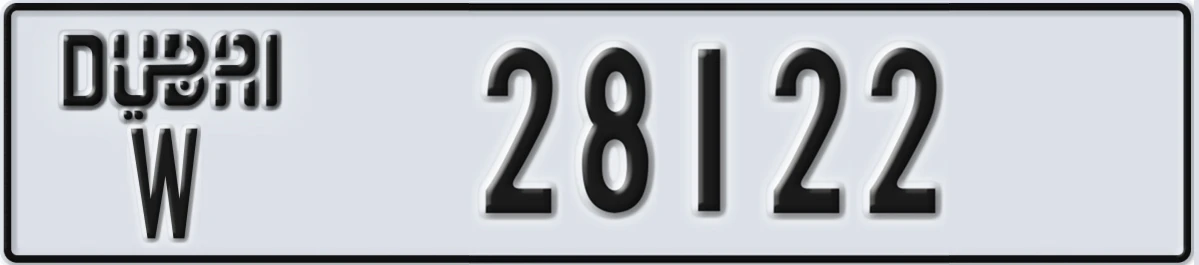 UAE License Plate Dubai W 28122