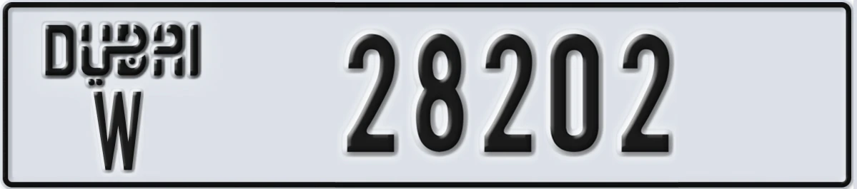 UAE License Plate Dubai W 28202