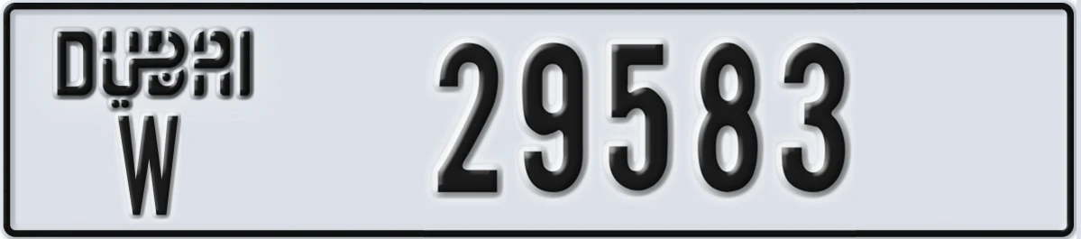 UAE License Plate Dubai W 29583