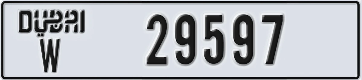 UAE License Plate Dubai W 29597
