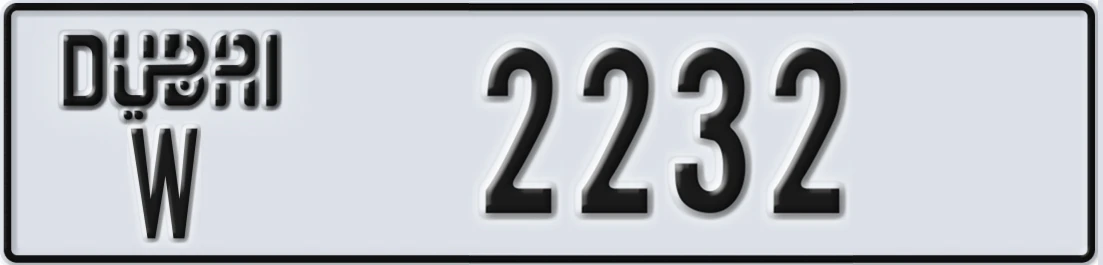 UAE License Plate Dubai W 2X232