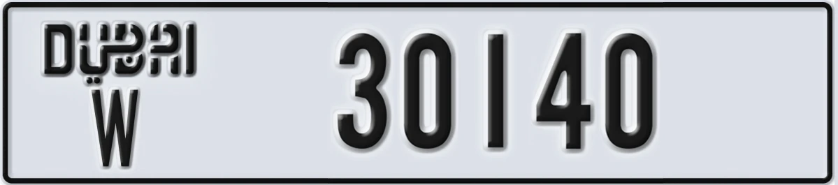 UAE License Plate Dubai W 30140
