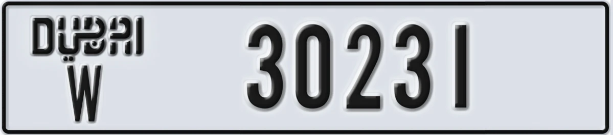 UAE License Plate Dubai W 30231