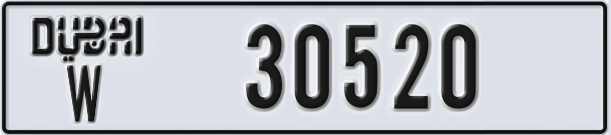 UAE License Plate Dubai W 30520
