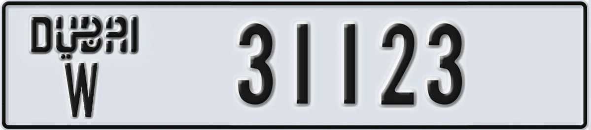 UAE License Plate Dubai W 31123