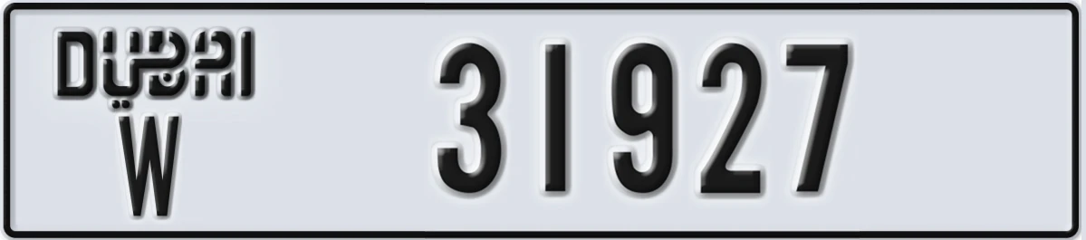 UAE License Plate Dubai W 31927