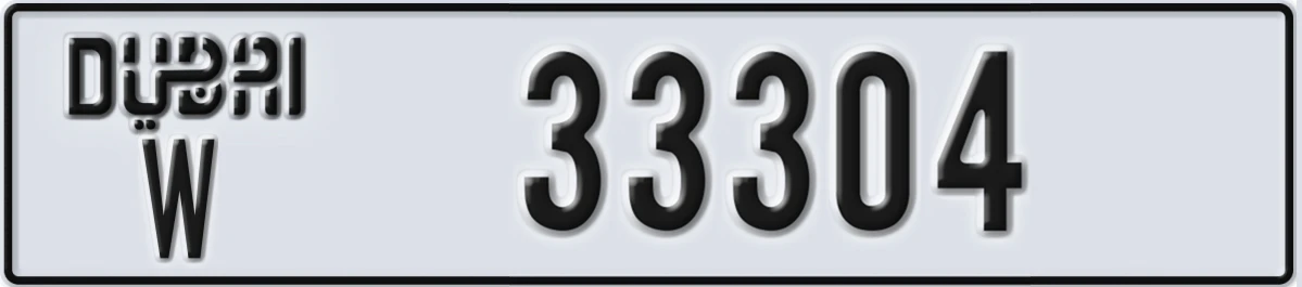 UAE License Plate Dubai W 33304