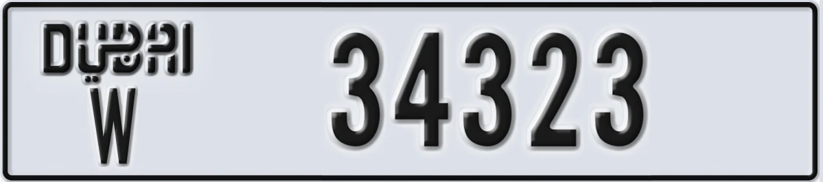 UAE License Plate Dubai W 34323