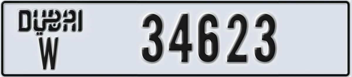 UAE License Plate Dubai W 34623