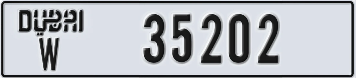 UAE License Plate Dubai W 35202