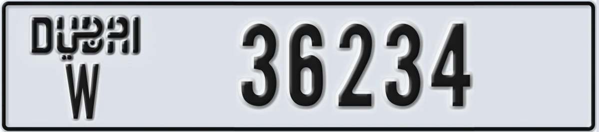 UAE License Plate Dubai W 36234
