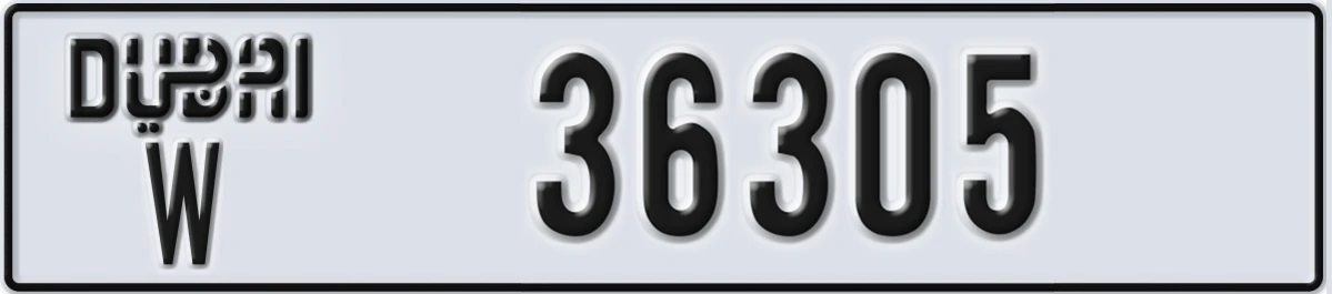 UAE License Plate Dubai W 36305