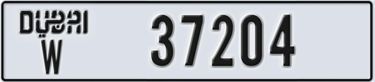 UAE License Plate Dubai W 37204