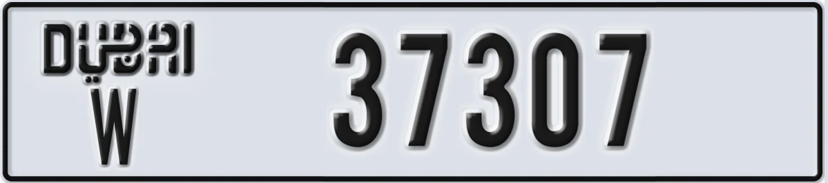UAE License Plate Dubai W 37307