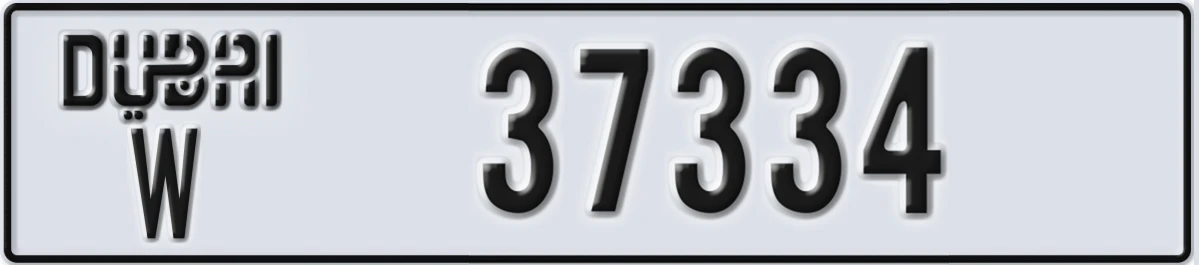UAE License Plate Dubai W 37334