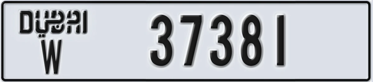 UAE License Plate Dubai W 37381