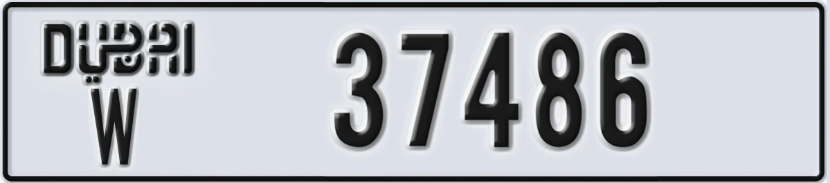 UAE License Plate Dubai W 37486