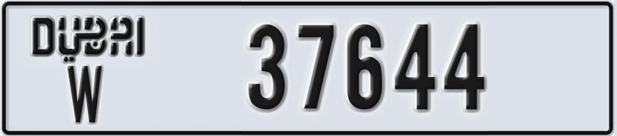 UAE License Plate Dubai W 37644