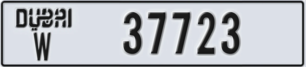 UAE License Plate Dubai W 37723