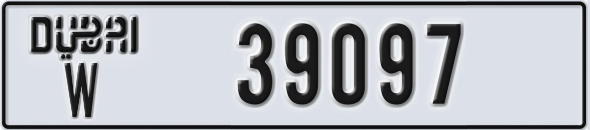 UAE License Plate Dubai W 39097