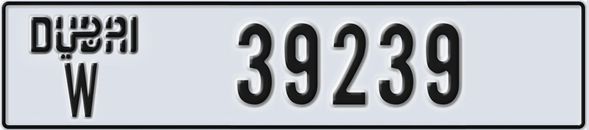 UAE License Plate Dubai W 39239